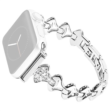Brățară Rhinestone Fan-shaped - Apple Watch Ultra 2/Ultra/10/9/8/SE (2022)/7/SE/6/5/4/3/2/1 - 49mm/46mm/45mm/44mm/42mm - Argintiu