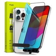 Geam Protecție Ecran - 9H - Sticlă Temperată iPhone 15 Pro - Ringke TG - Case Friendly - Marginea Neagră