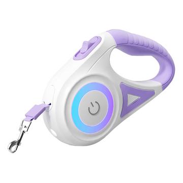 Rojeco Lesă automată pentru câini cu LED - 5m - Alb / Violet