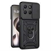 Husă Hibridă Motorola Moto G37/G37 Power/G47 cu Inel Rotativ cu Ecran pentru Cameră - Negru