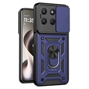 Husă Hibridă Motorola Moto G37/G37 Power/G47 cu Inel Rotativ cu Ecran pentru Cameră - Albastru