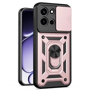 Husă Hibridă OnePlus Nord 6 cu Inel Rotativ cu Ecran pentru Cameră - Auriu Roze