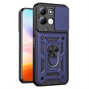 Husă Hibridă Xiaomi Redmi 17 5G/4G cu Inel Rotativ cu Ecran pentru Cameră - Albastru