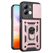 Husă Hibridă Xiaomi Redmi 17 5G/4G cu Inel Rotativ cu Ecran pentru Cameră - Auriu Roze