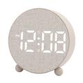 Ceas cu alarmă digitală rotund, cu LED-uri și două alarme - bej