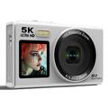 S150 Pro 5K cameră digitală cu ecran dublu și card de memorie de 32GB - alb