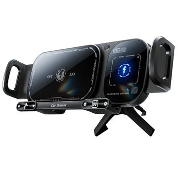 SD01 15W încărcător auto wireless cu bobină dublă / suport auto - negru