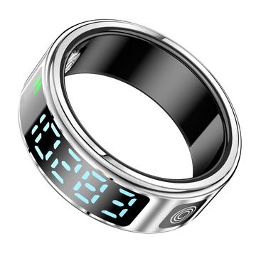 SR08 Inel inteligent cu afișaj digital - Dimensiune: 18.2mm - Argint
