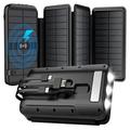 SY-L3S4W 16000mAh Solar Power Bank cu cabluri USB, USB-C și Lightning - 20W PD - Negru