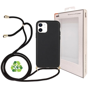 Husă Biodegradabil Cu Șnur iPhone 12 Mini - Saii Eco Line - Negru