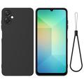 Husă din silicon lichid Samsung Galaxy A06 5G cu curea de mana - negru