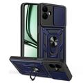 Husă Hibridă Samsung Galaxy A07 4G/5G cu Inel Rotativ cu Ecran pentru Cameră - Albastru