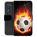 Husă Portofel Premium - Samsung Galaxy A12 - Fotbal în Flăcări