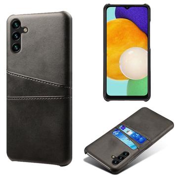 Husă din Plastic Acoperită cu pentru Samsung Galaxy A14/A14 5G cu Buzunare pentru Card - Neagră