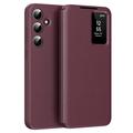 Samsung Galaxy A16 Smart Clear View Husă Flip cu slot pentru card - Roșu vin