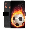 Husă Portofel Premium - Samsung Galaxy A20e - Fotbal în Flăcări