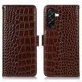 Husă Piele Portofel cu RFID Samsung Galaxy A27 - Crocodile - Maro