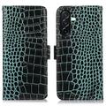 Husă Piele Portofel cu RFID Samsung Galaxy A27 - Crocodile - Verde