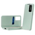 Husa portofel Samsung Galaxy A27 Smart Clear View cu slot pentru card - Verde deschis