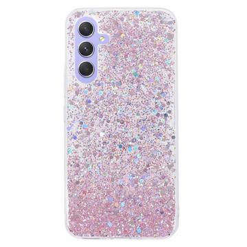 Husă TPU Samsung Galaxy A34 5G - Glitter Flakes - Roz