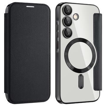 Husă rabatabilă cu slot pentru card Samsung Galaxy A35 - compatibil MagSafe - Negru