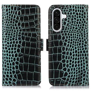Husă Piele Portofel cu RFID Samsung Galaxy A36 - Crocodile - Verde