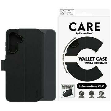 Husă portofel cu suport Samsung Galaxy A36 PanzerGlass Care Feature - Negru