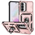 Husă Hibridă Samsung Galaxy A36 cu Inel Rotativ cu Ecran pentru Cameră - Auriu Roze