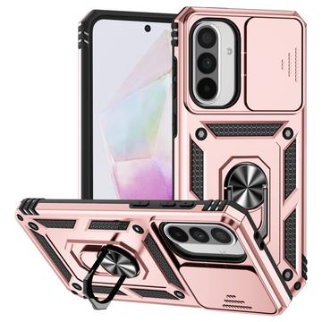Husă Hibridă Samsung Galaxy A36 cu Inel Rotativ cu Ecran pentru Cameră - Auriu Roze