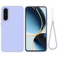 Husă din silicon lichid Samsung Galaxy A37 cu curea de mana - Violet