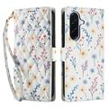 Samsung Galaxy A37 Husă portofel cu motive florale rombice - Flori colorate