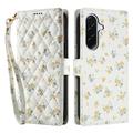 Samsung Galaxy A37 Husă portofel cu motive florale rombice - Flori galbene