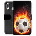 Husă Portofel Premium - Samsung Galaxy A40 - Fotbal în Flăcări