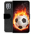 Husă Portofel Premium - Samsung Galaxy A42 5G - Fotbal în Flăcări