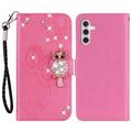 Samsung Galaxy A54 5G Bufniță Owl Rhinestone portofel caz