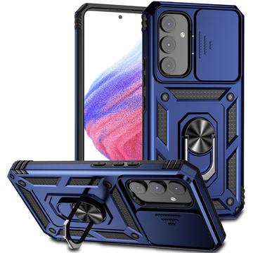 Husă Hibridă Samsung Galaxy A54 5G cu Inel Rotativ cu Ecran pentru Cameră - Albastru