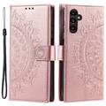 Husă Portofel Samsung Galaxy A55 - Mandala - Auriu Roze