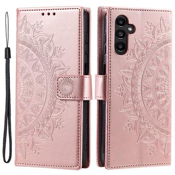 Husă Portofel Samsung Galaxy A55 - Mandala - Auriu Roze
