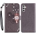 Samsung Galaxy A55 Owl Owl Rhinestone Wallet Case - Gri