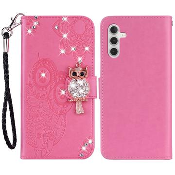 Samsung Galaxy A55 Bufniță Owl Rhinestone portofel caz