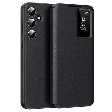 Husă Flip Samsung Galaxy A55 Smart Clear View cu slot pentru card - Negru