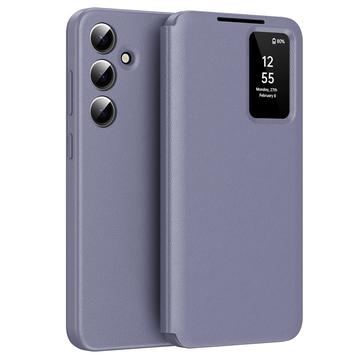 Husa portofel Samsung Galaxy A55 Smart Clear View cu slot pentru card - Gri Violet