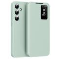Husa portofel Samsung Galaxy A55 Smart Clear View cu slot pentru card - Verde deschis