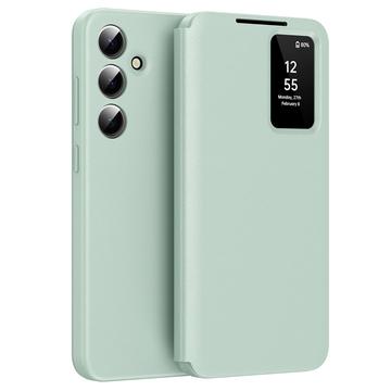 Husa portofel Samsung Galaxy A55 Smart Clear View cu slot pentru card - Verde deschis