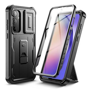 Husă Samsung Galaxy A55 Tech-Protect Kevlar Kevlar Cam+ - Protecție pentru ecran, protecție pentru cameră, suport pentru picior - Negru