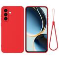 Husă din silicon lichid Samsung Galaxy A56 cu curea de mana - Roșu