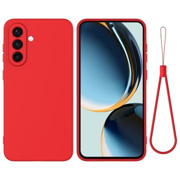 Husă din silicon lichid Samsung Galaxy A56 cu curea de mana - Roșu