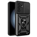 Husă Hibridă Samsung Galaxy A56 cu Inel Rotativ cu Ecran pentru Cameră - Negru