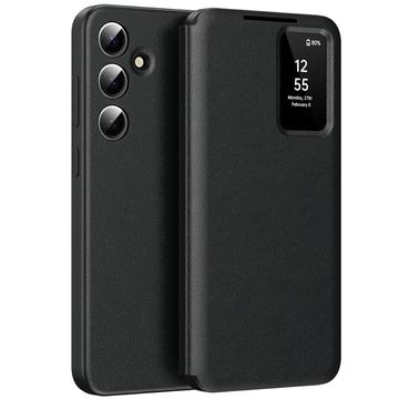 Husă Flip Samsung Galaxy A56 Smart Clear View cu slot pentru card - Negru
