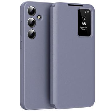 Husa portofel Samsung Galaxy A56 Smart Clear View cu slot pentru card - Gri Violet
